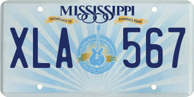 MS license plate XLA567
