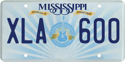 MS license plate XLA600
