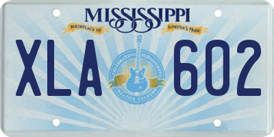 MS license plate XLA602