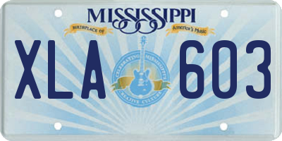 MS license plate XLA603