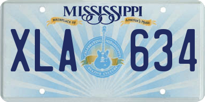 MS license plate XLA634