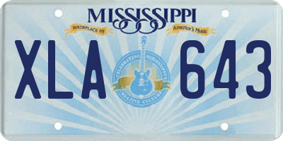 MS license plate XLA643