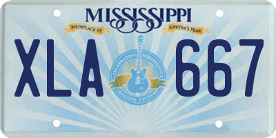 MS license plate XLA667