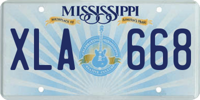 MS license plate XLA668