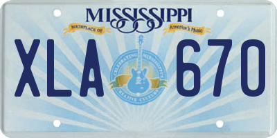 MS license plate XLA670