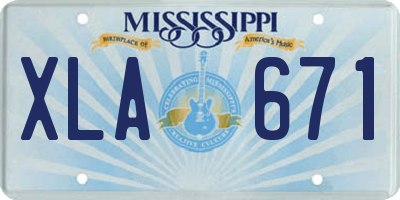 MS license plate XLA671