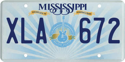 MS license plate XLA672