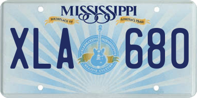 MS license plate XLA680