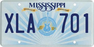 MS license plate XLA701