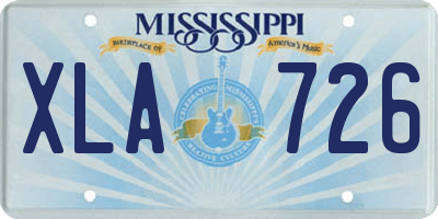 MS license plate XLA726