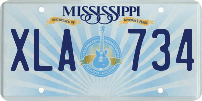 MS license plate XLA734