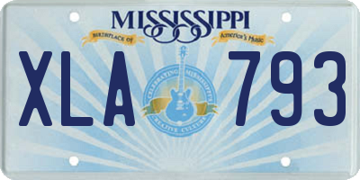 MS license plate XLA793