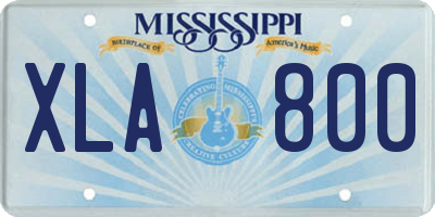 MS license plate XLA800