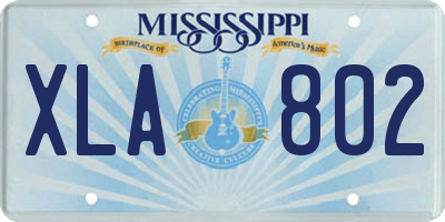 MS license plate XLA802