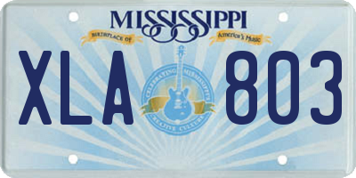MS license plate XLA803