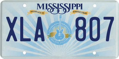 MS license plate XLA807