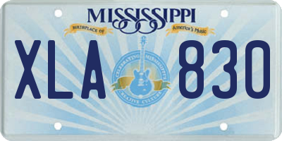 MS license plate XLA830