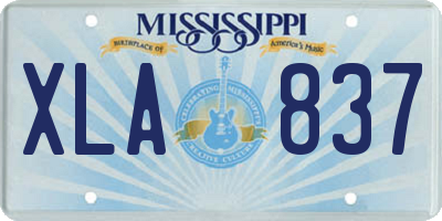 MS license plate XLA837