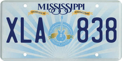 MS license plate XLA838