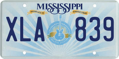 MS license plate XLA839