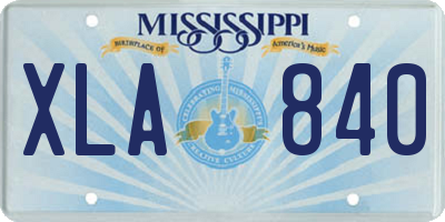 MS license plate XLA840