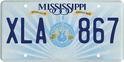 MS license plate XLA867