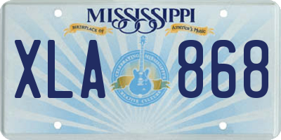 MS license plate XLA868