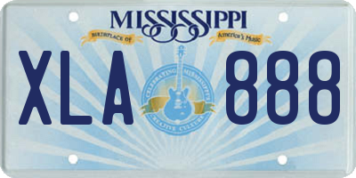 MS license plate XLA888