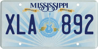 MS license plate XLA892
