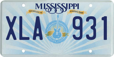 MS license plate XLA931
