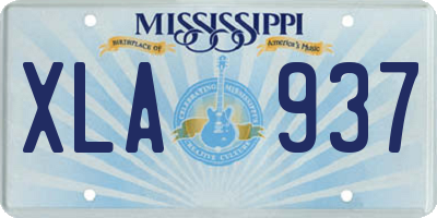 MS license plate XLA937