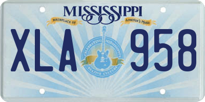 MS license plate XLA958