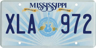 MS license plate XLA972