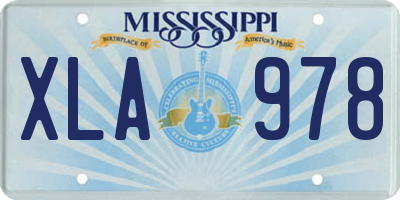 MS license plate XLA978