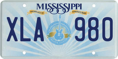 MS license plate XLA980