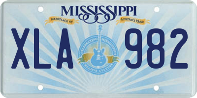 MS license plate XLA982