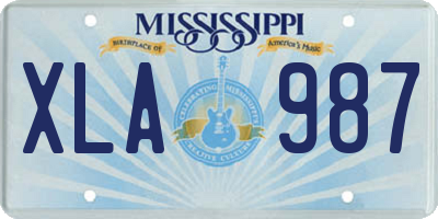 MS license plate XLA987