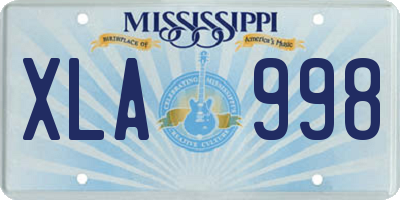MS license plate XLA998