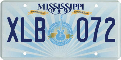 MS license plate XLB072