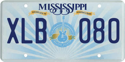MS license plate XLB080