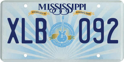 MS license plate XLB092