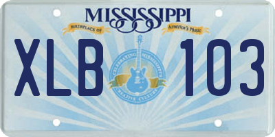 MS license plate XLB103