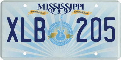 MS license plate XLB205