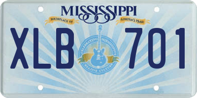 MS license plate XLB701