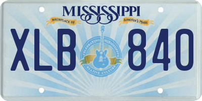 MS license plate XLB840