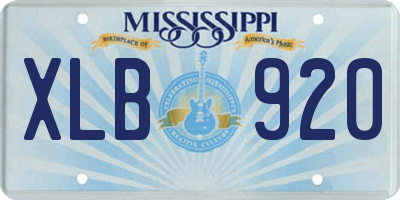 MS license plate XLB920