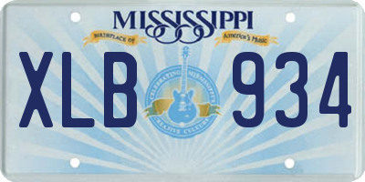 MS license plate XLB934