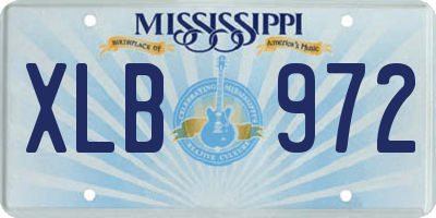 MS license plate XLB972