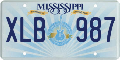 MS license plate XLB987