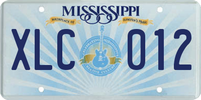 MS license plate XLC012